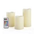 Unilution Unilution CAC70RW31456M Round Melted Edge Remote Controlled Changing Flameless Wax Pillar Candles; Multicolor - Set of 3 CAC70RW31456M